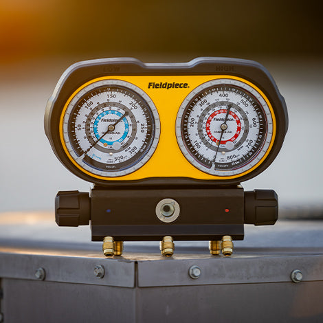 Fieldpiece GS334F Analog Gauge Set 3 Port Manifold, Refrigerant, Fahrenheit - Edmondson Supply