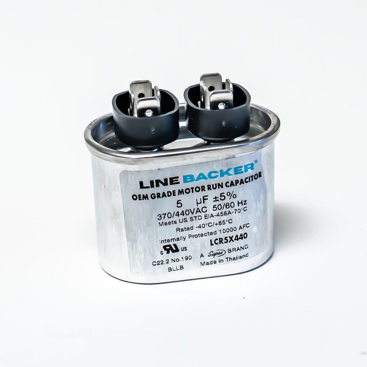 Supco Linebacker LCR5X440 Motor Run Capacitor 5 MFD, 440V, Oval - Edmondson Supply