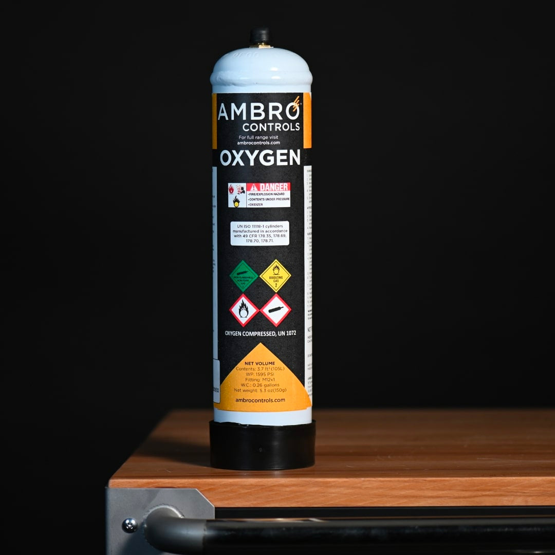 Ambro Controls 1811323 Oxygen Cylinder for Oxyset Mobile Brazing & Welding System, 1L - Edmondson Supply