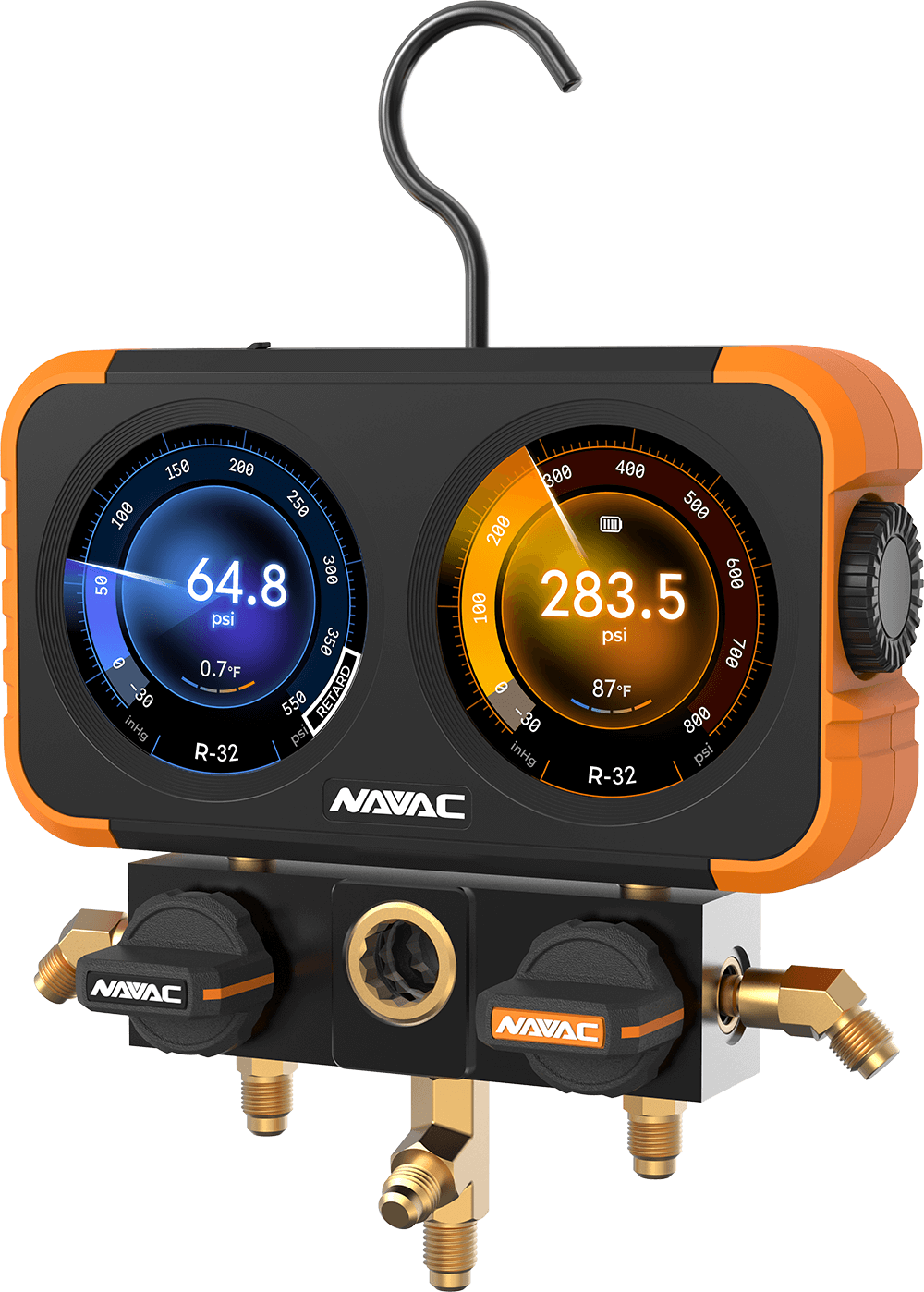 NAVAC N2DX Flex-X Manifold Gauge w/ HD Color Digital Graphic Interface, A2L, 72 Refrigerants - Edmondson Supply