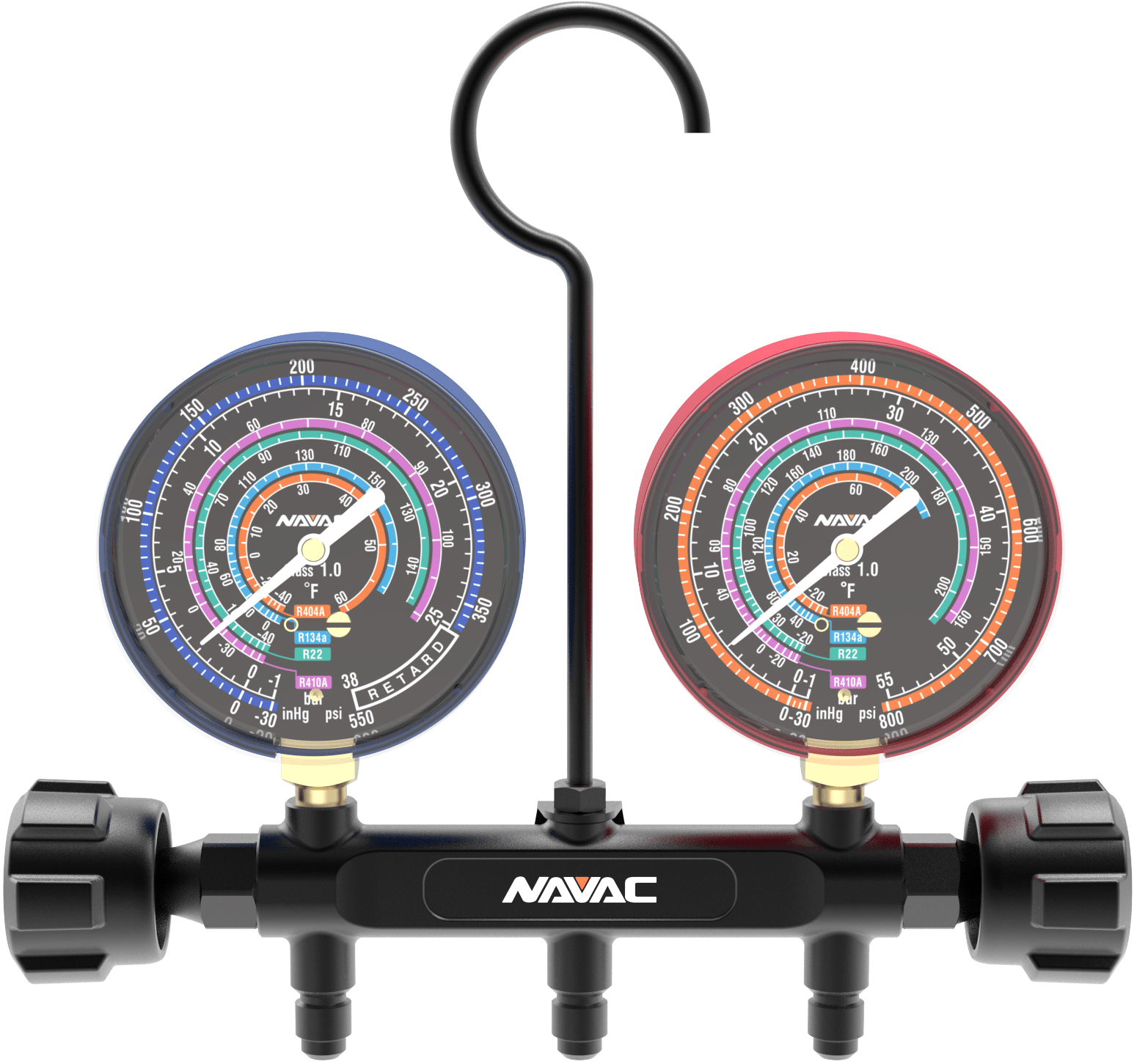 NAVAC Pro Series Manifold Gauge, 3-1/8" O.D., Brass Body - Edmondson Supply