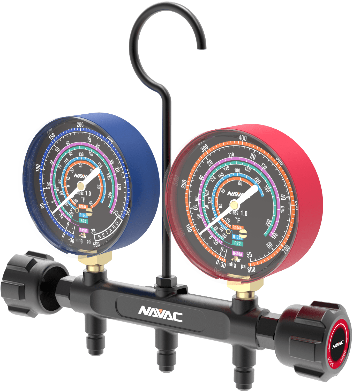 NAVAC Pro Series Manifold Gauge, 3-1/8" O.D., Brass Body - Edmondson Supply