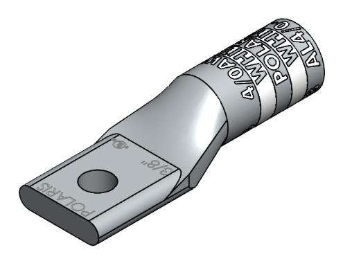 NSI AL4/0-38 Single-Hole Aluminum Barrel Compression Lug, 4/0 AWG, 3/8” Mount, AL/CU - Edmondson Supply