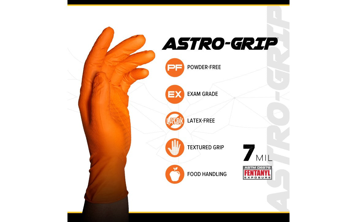 SAS Safety Corp 66472 Astro-Grip® Powder-Free Exam Grade Nitrile Disposable Gloves - 7 Mil - 100PK - Size M - Edmondson Supply