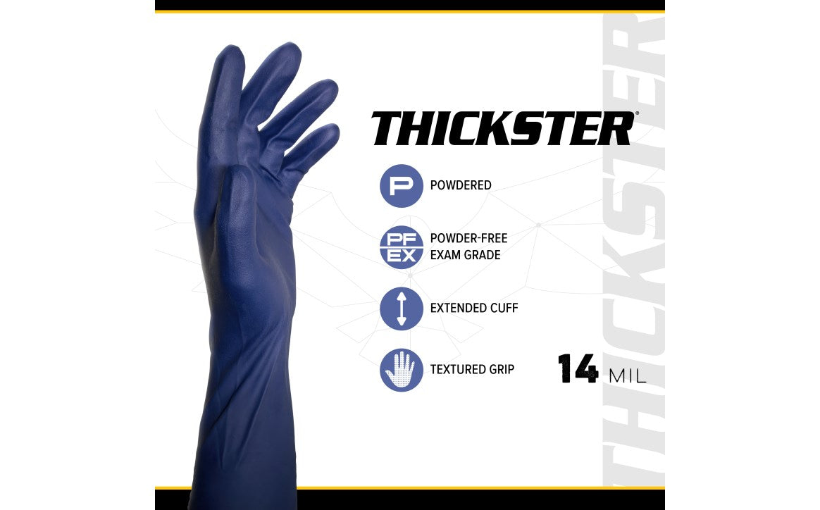 SAS Safety Corp 6604-20 Thickster® Powder-Free Exam Grade Latex Disposable Gloves - 14 Mil - 50PK - Size XL - Edmondson Supply