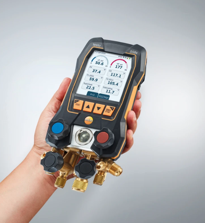 Testo 0564 5582 01 - 558s Smart Vacuum Kit - Smart digital manifold with wireless temperature and vacuum probes - Edmondson Supply