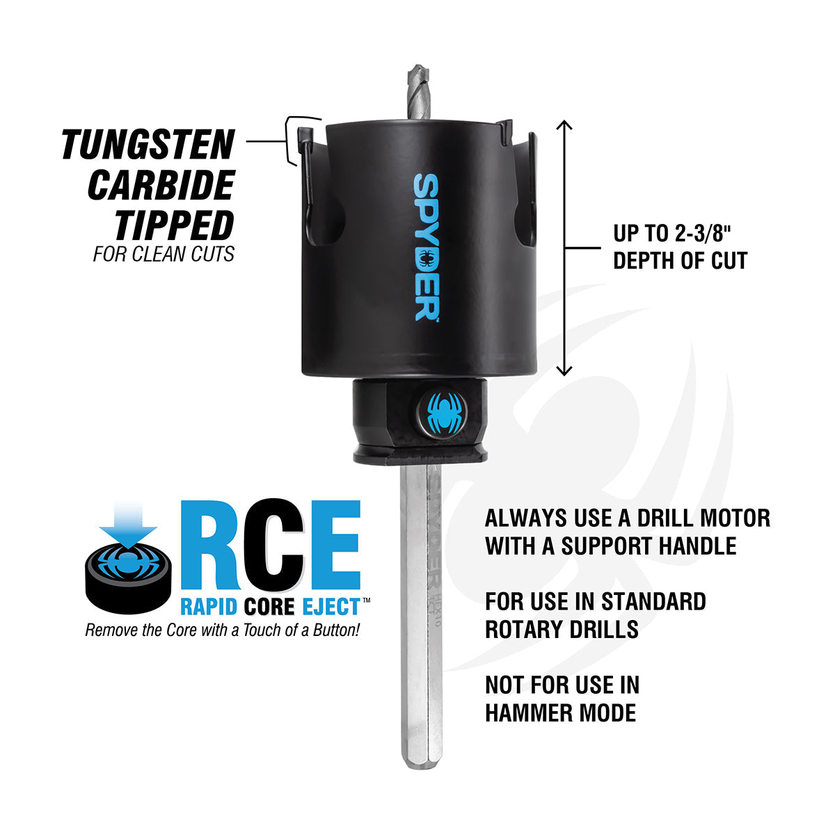 SPYDER 600019CF 2″ Tungsten Carbide Tipped Hole Saw (RCE HOLE SAW, TCT, 2", Crimp Foil) - Edmondson Supply