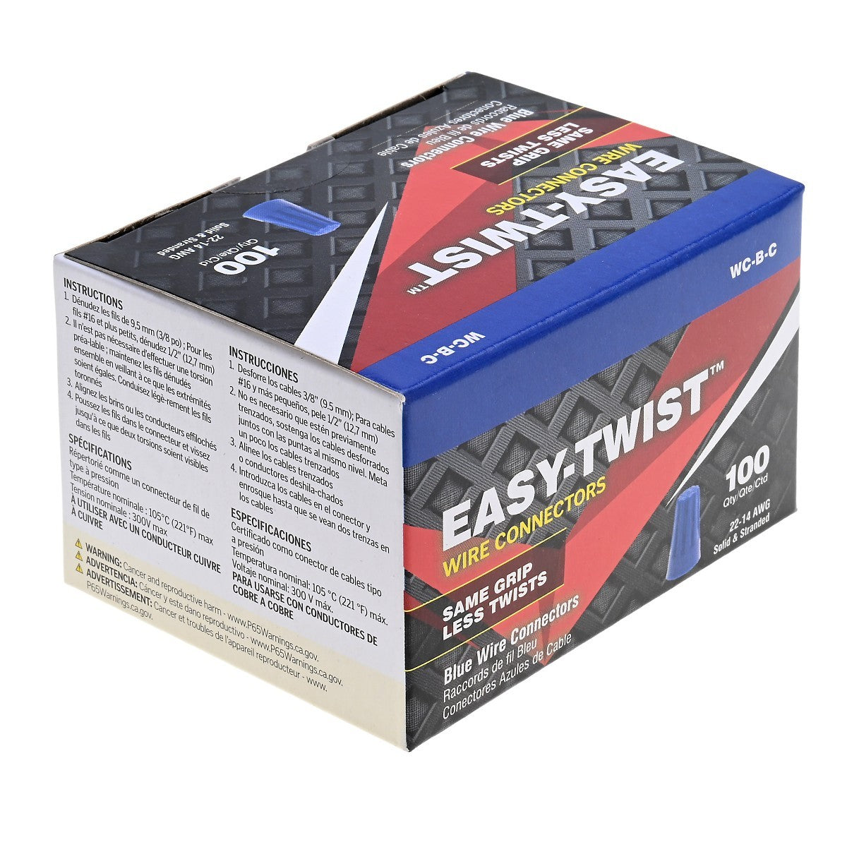 NSI WC-B-C Standard Blue Easy Twist, 22-14 Awg – Carton Of 100 - Edmondson Supply