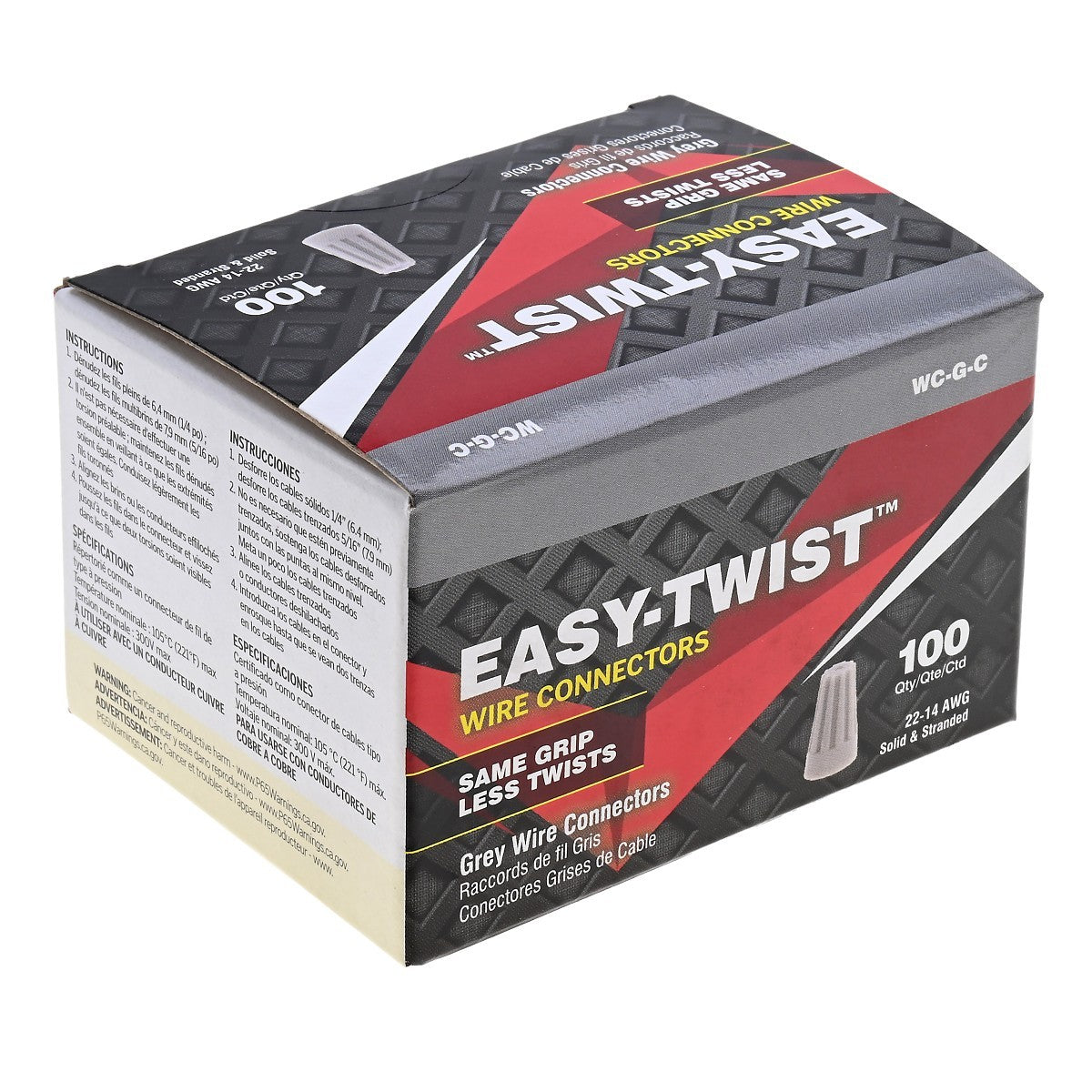 NSI WC-G-C Standard Grey Easy Twist, 22-14 Awg – Carton Of 100 - Edmondson Supply