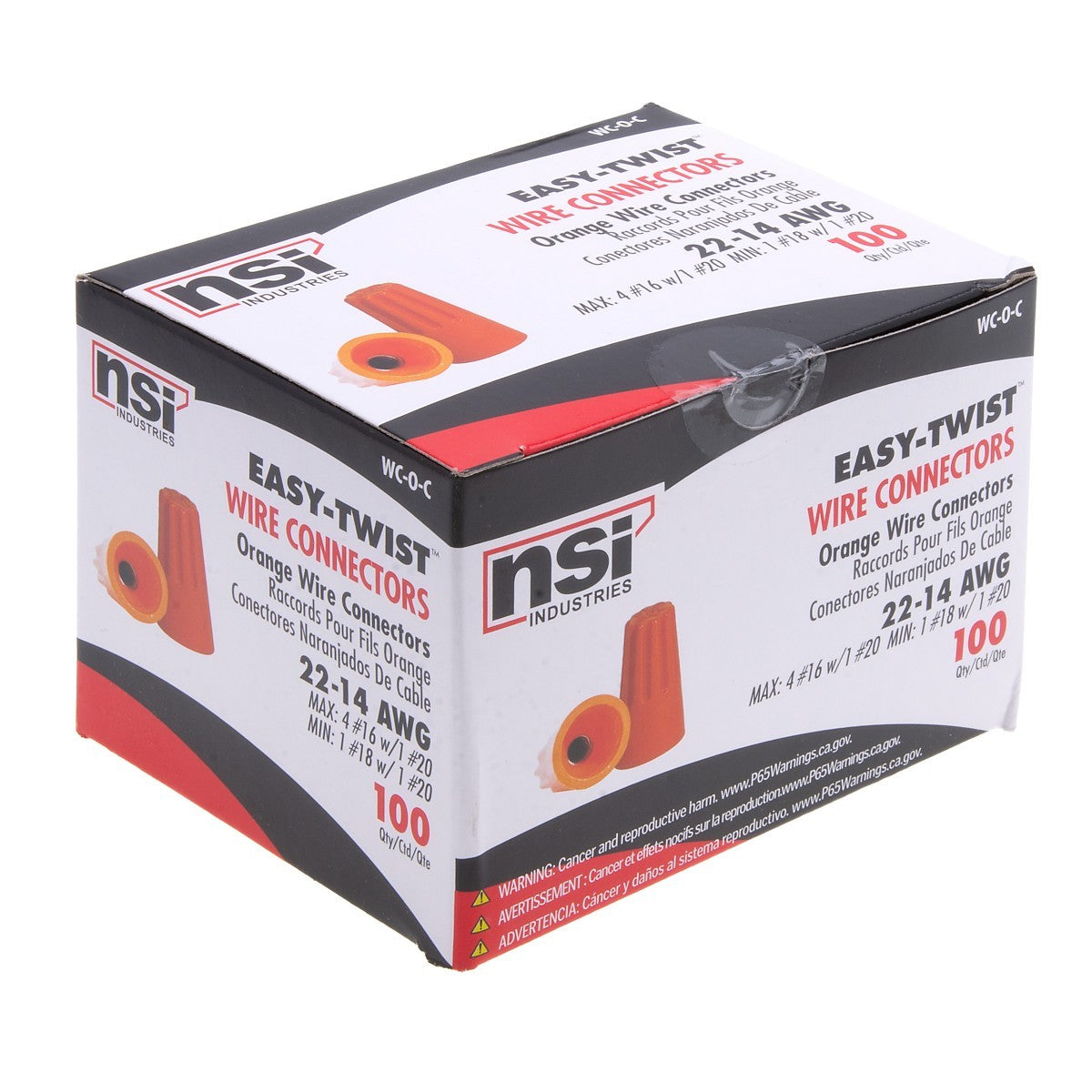 NSI WC-O_C Standard Orange Easy Twist, 22-14 Awg – Carton Of 100 - Edmondson Supply