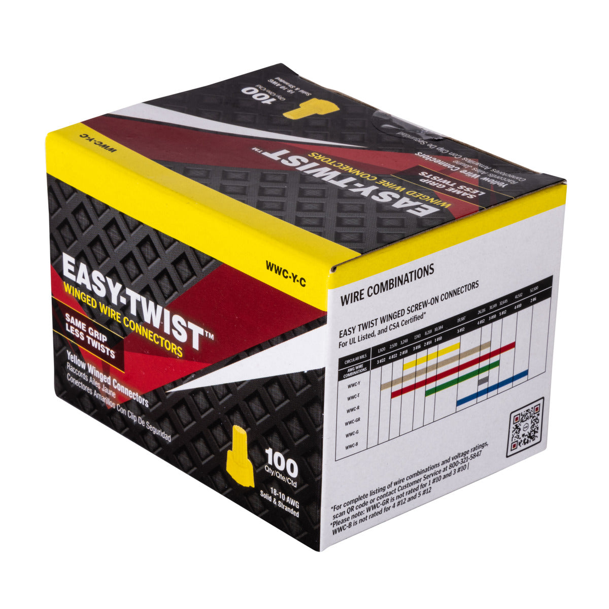 NSI Easy-Twist Yellow Winged Wire Connector with Quick-Grip Spring, 100 Carton