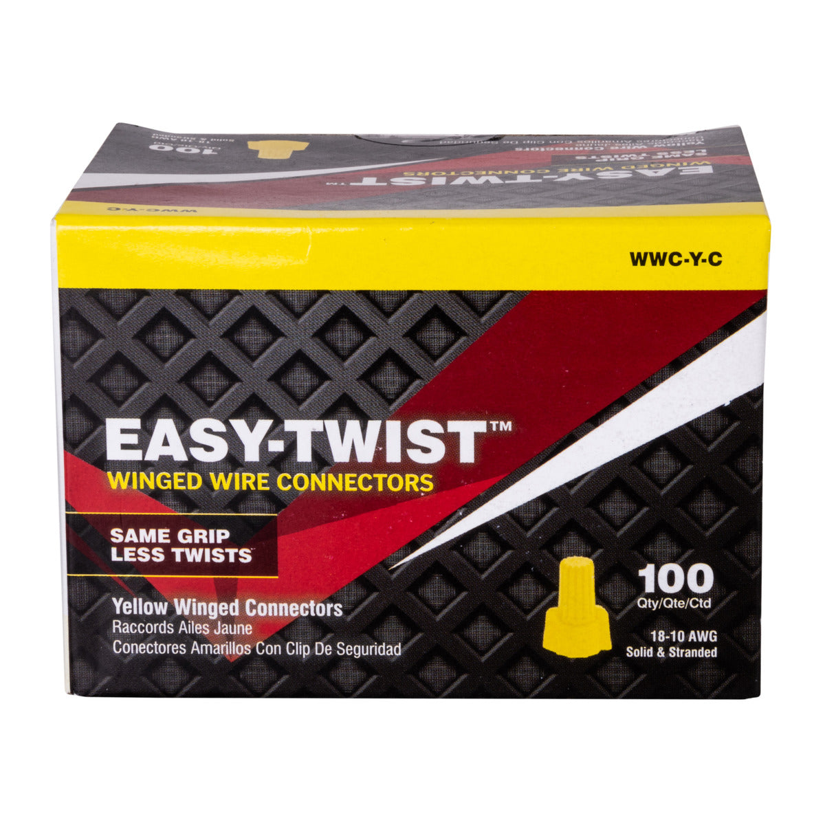 NSI Easy-Twist Yellow Winged Wire Connector with Quick-Grip Spring, 100 Carton
