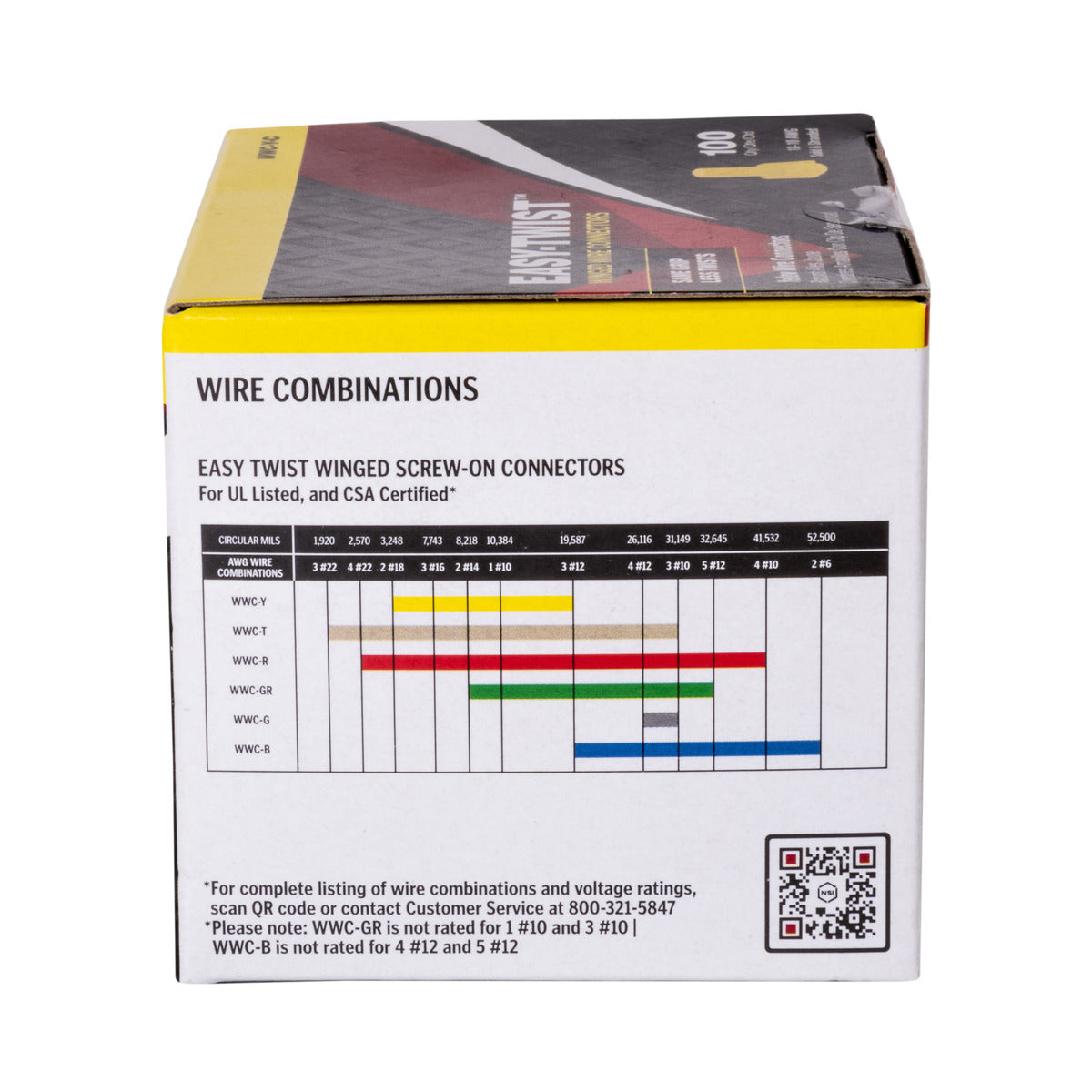 NSI Easy-Twist Yellow Winged Wire Connector with Quick-Grip Spring, 100 Carton