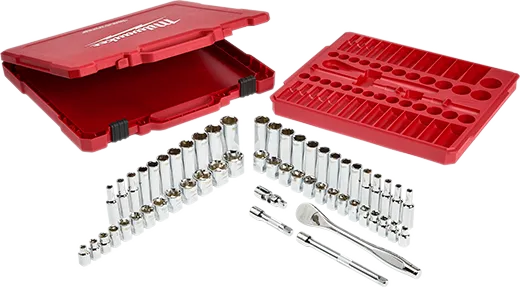 Milwaukee 48-22-9008 3/8" Drive 56pc Ratchet & Socket Set - SAE & Metric - Edmondson Supply