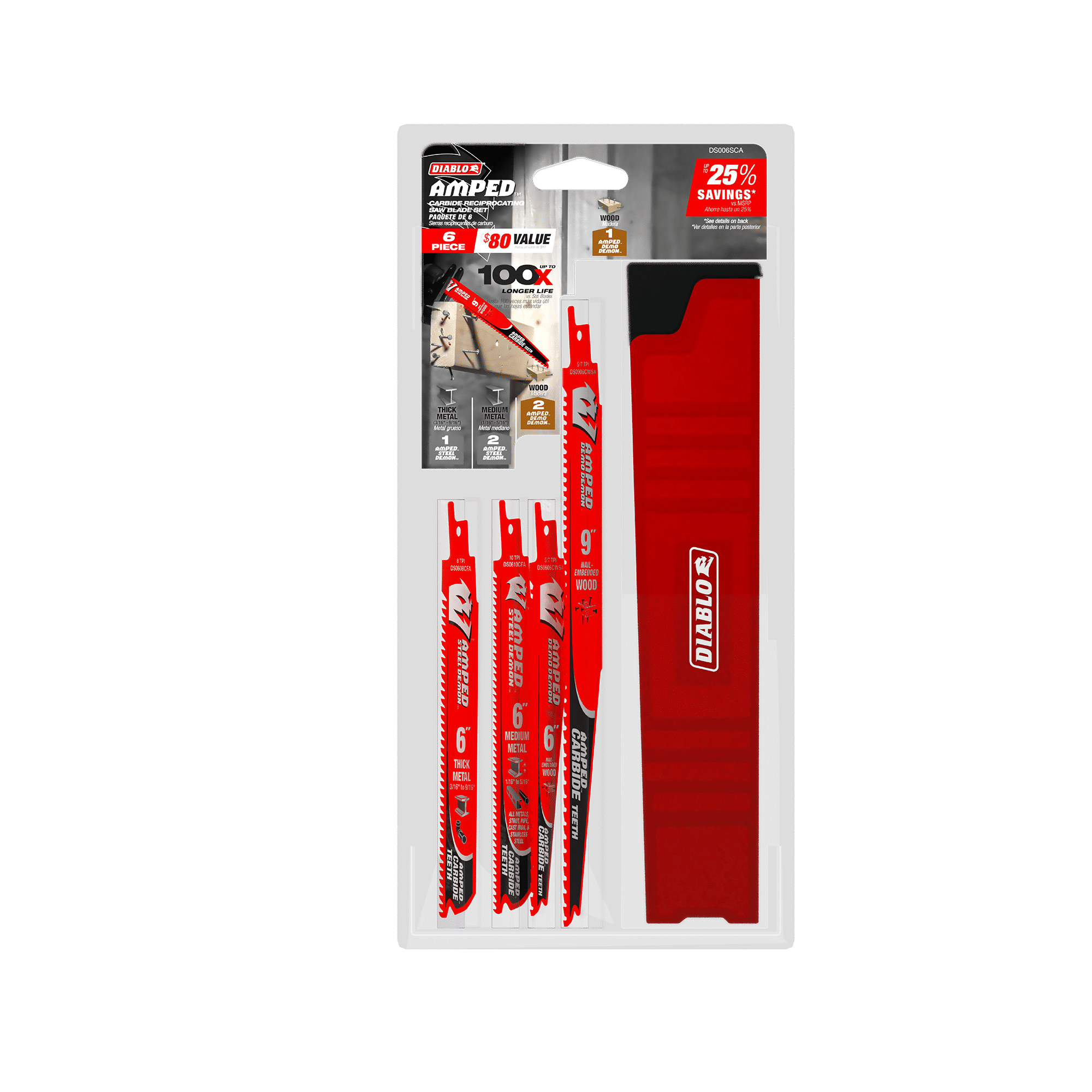 Diablo Tools DS006SCA AMPED™ Demo Demon™ & Steel Demon™ Carbide Teeth Reciprocating Blade Set (6-pc) - Edmondson Supply