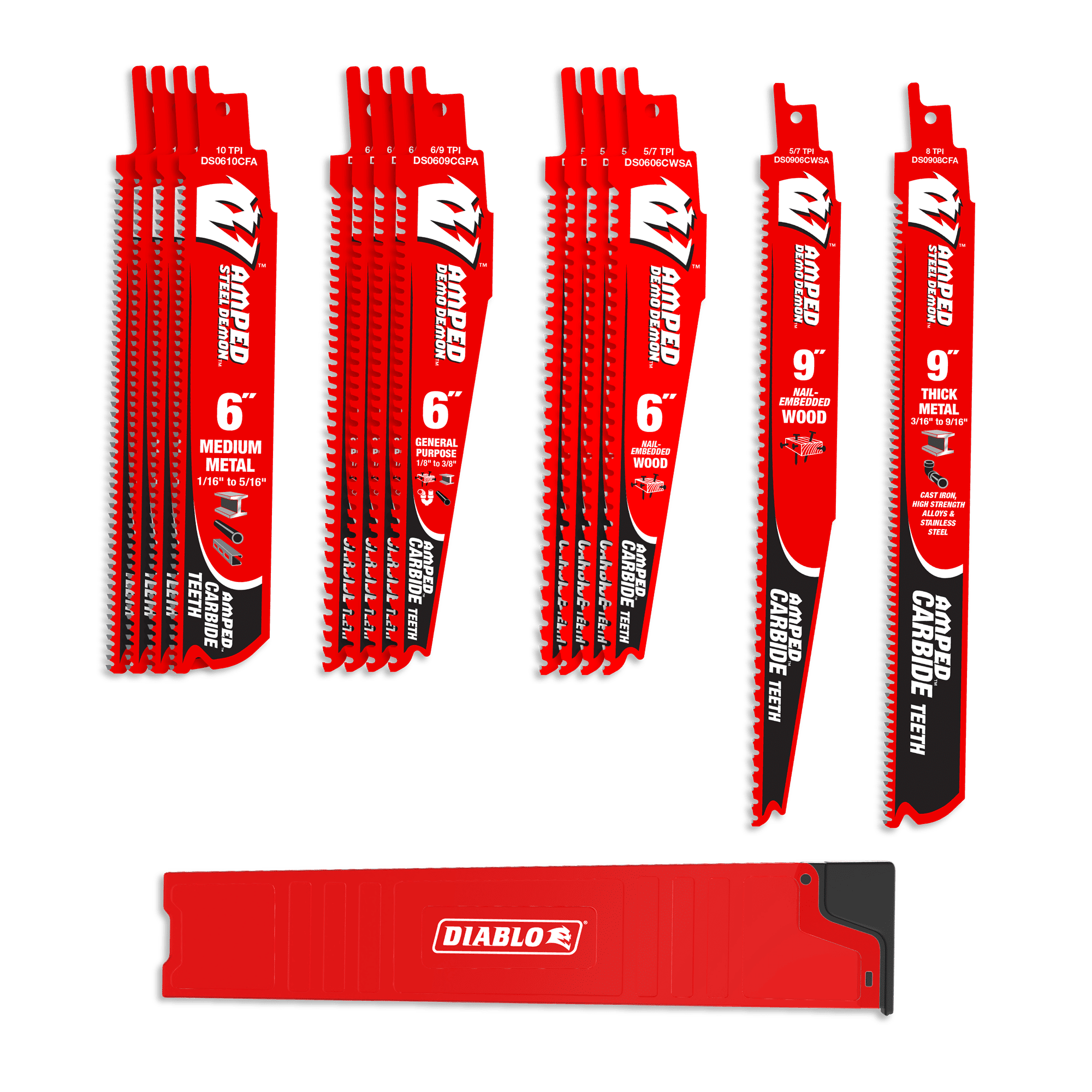 Diablo Tools DS0014SCA AMPED™ Demo Demon™ & Steel Demon™ Carbide Teeth Reciprocating Blade Set(14-pc ) - Edmondson Supply