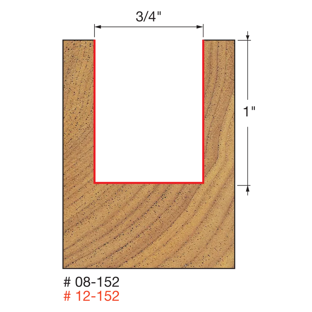 Freud 12-152 3/4" Double Flute Straight Bit (Carbide Height 1") - Edmondson Supply