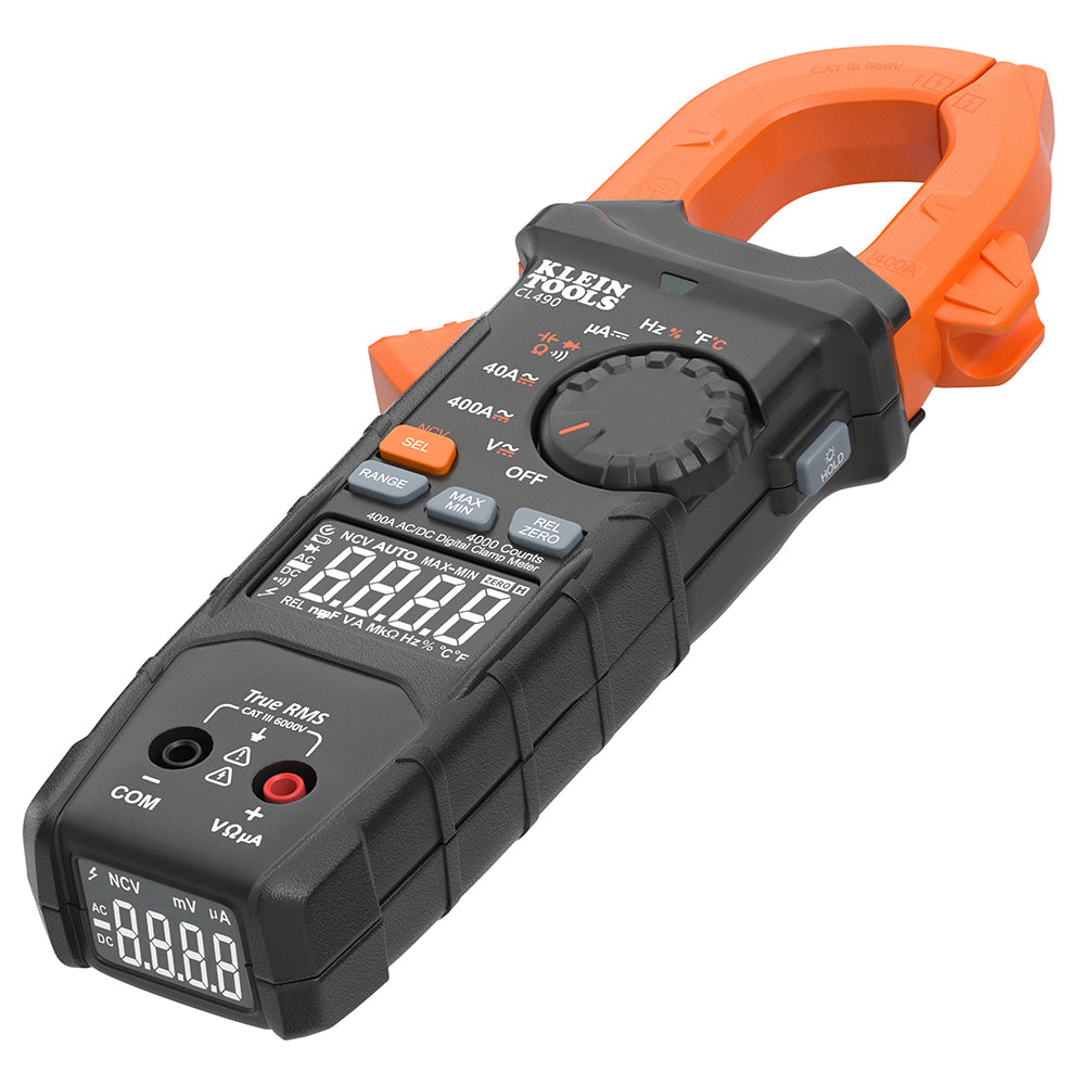 Klein Tools CL490 400A AC/DC Dual-Display Auto-Ranging Digital Clamp Meter - Edmondson Supply