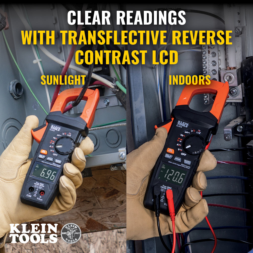 Klein Tools CL810 600A AC/DC Auto-Ranging Digital Pro Clamp Meter with Worklight - Edmondson Supply