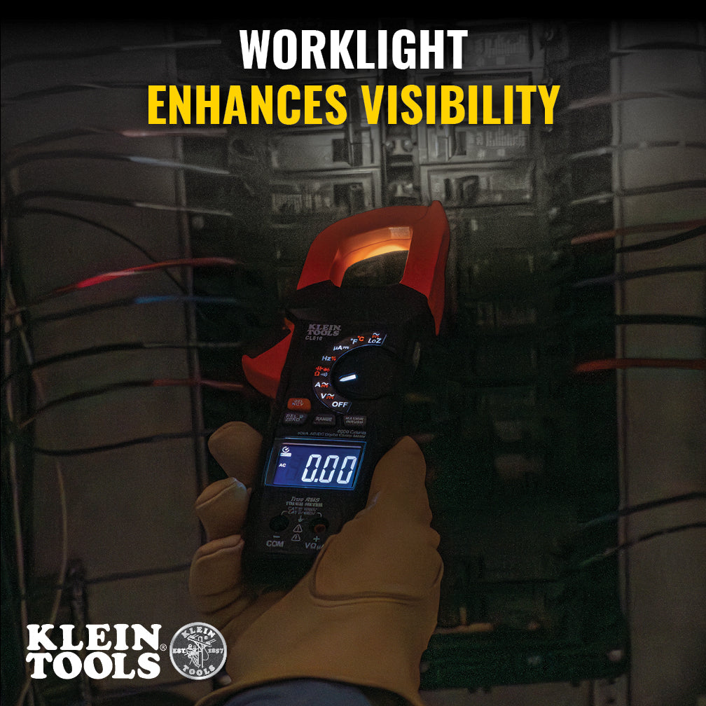 Klein Tools CL810 600A AC/DC Auto-Ranging Digital Pro Clamp Meter with Worklight - Edmondson Supply