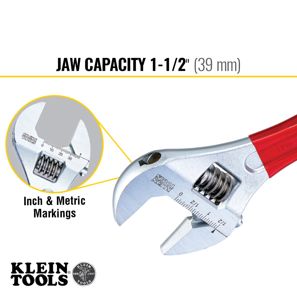 Klein Tools D507-12 Adjustable Wrench Extra Capacity, 12-Inch - Edmondson Supply
