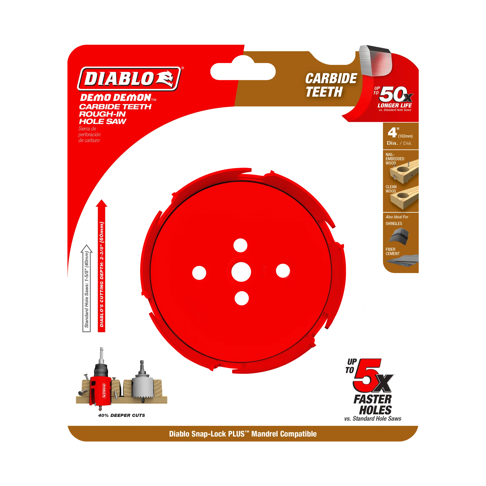Diablo Tools DHS4000CTR 4" Demo Demon® Carbide Teeth Rough-In Hole Saw - Edmondson Supply