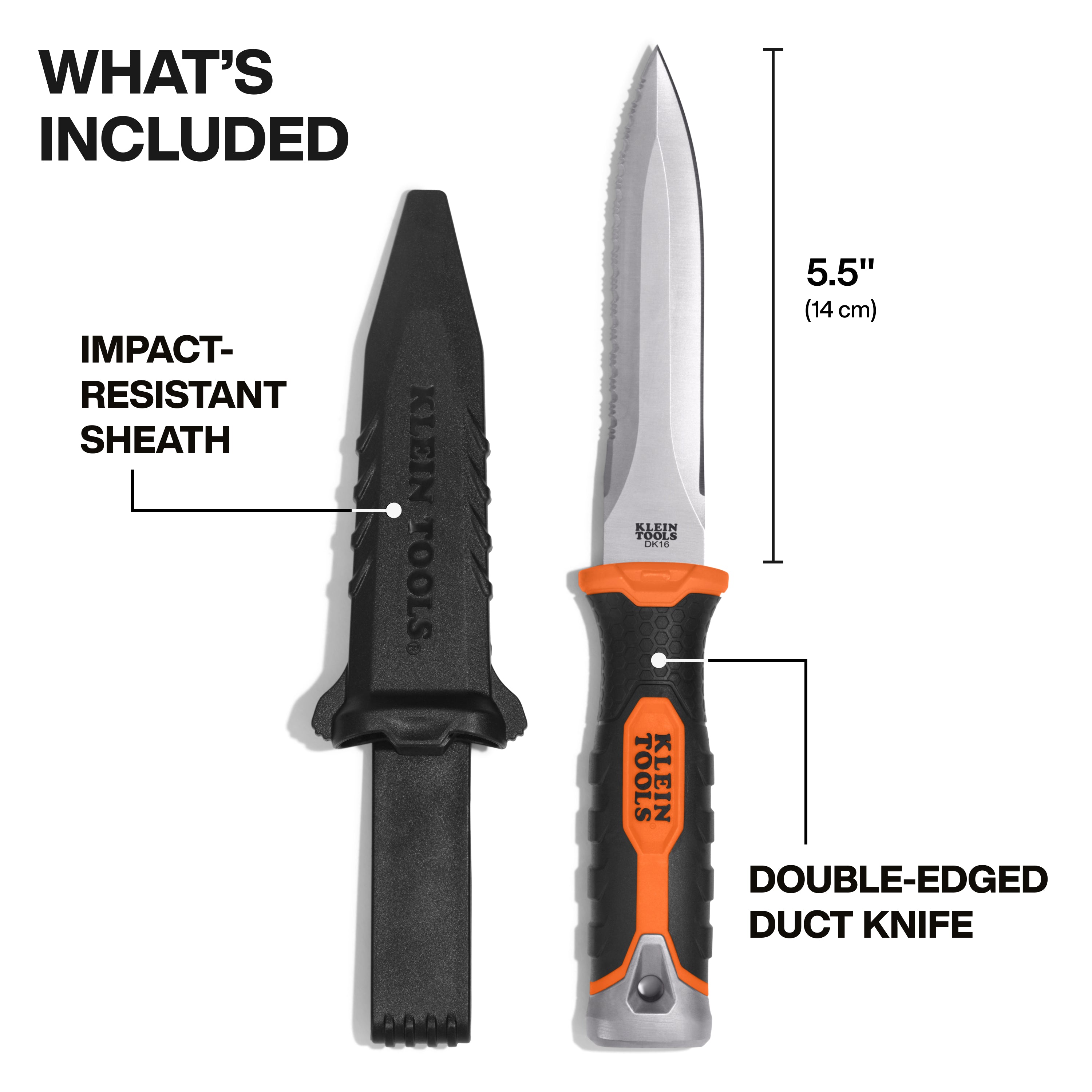 Klein Tools DK16 Double-Edged Duct Knife, 5-1/2-Inch - Edmondson Supply