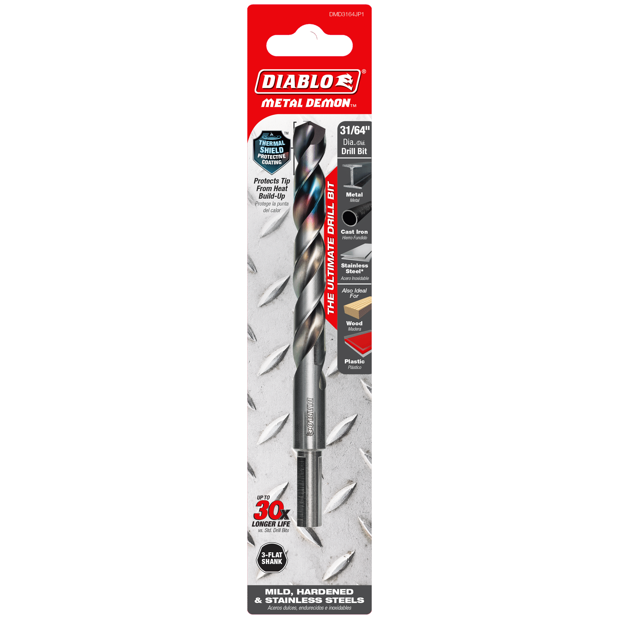 Diablo Tools DMD3164JP1 31/64" Metal Demon™ Drill Bit for Mild, Hardened and Stainless Steels - Edmondson Supply