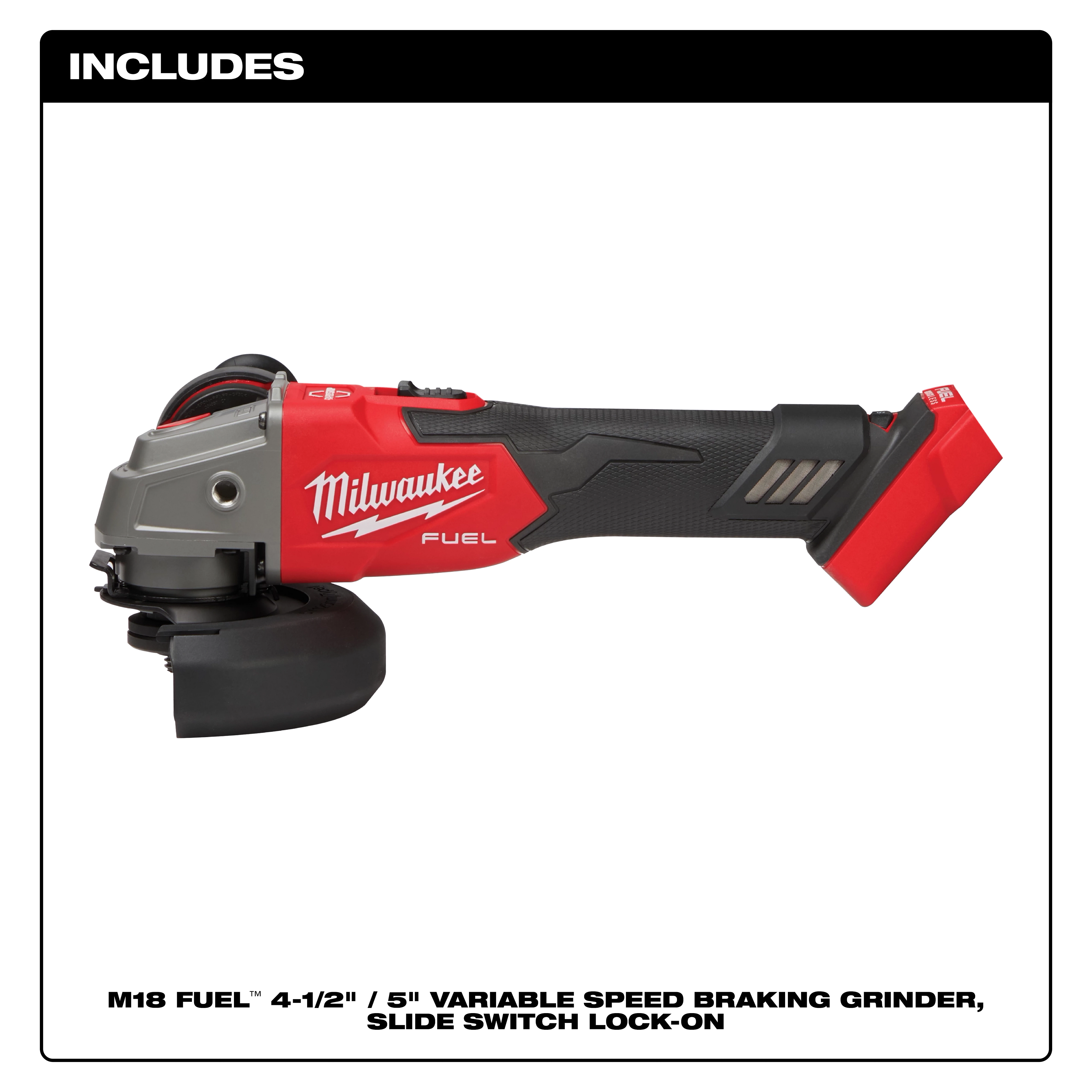 Milwaukee 2889-20 M18 FUEL™ 4-1/2" / 5" Variable Speed Braking Grinder, Slide Switch Lock-On - Edmondson Supply