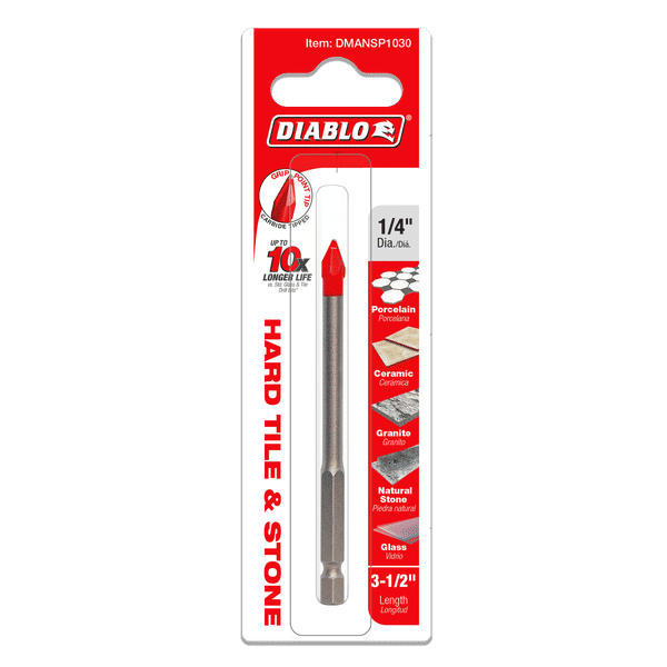 Diablo Tools DMANSP1030 1/4" Hard Tile & Stone Carbide Tipped Drill Bit - Edmondson Supply
