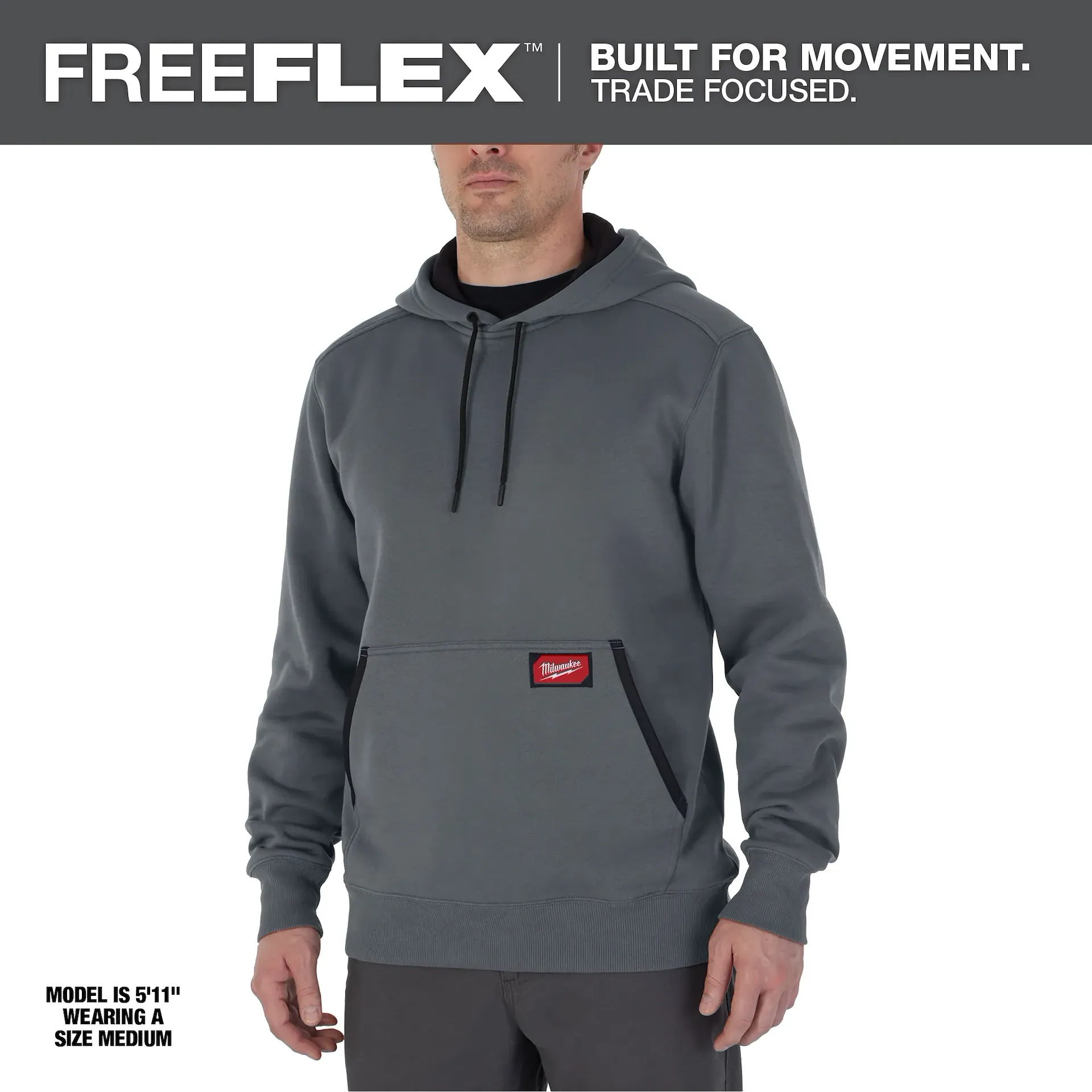 Milwaukee 351G-XL FREEFLEX™ Pullover Hoodie (Gray, Size XL) - Edmondson Supply