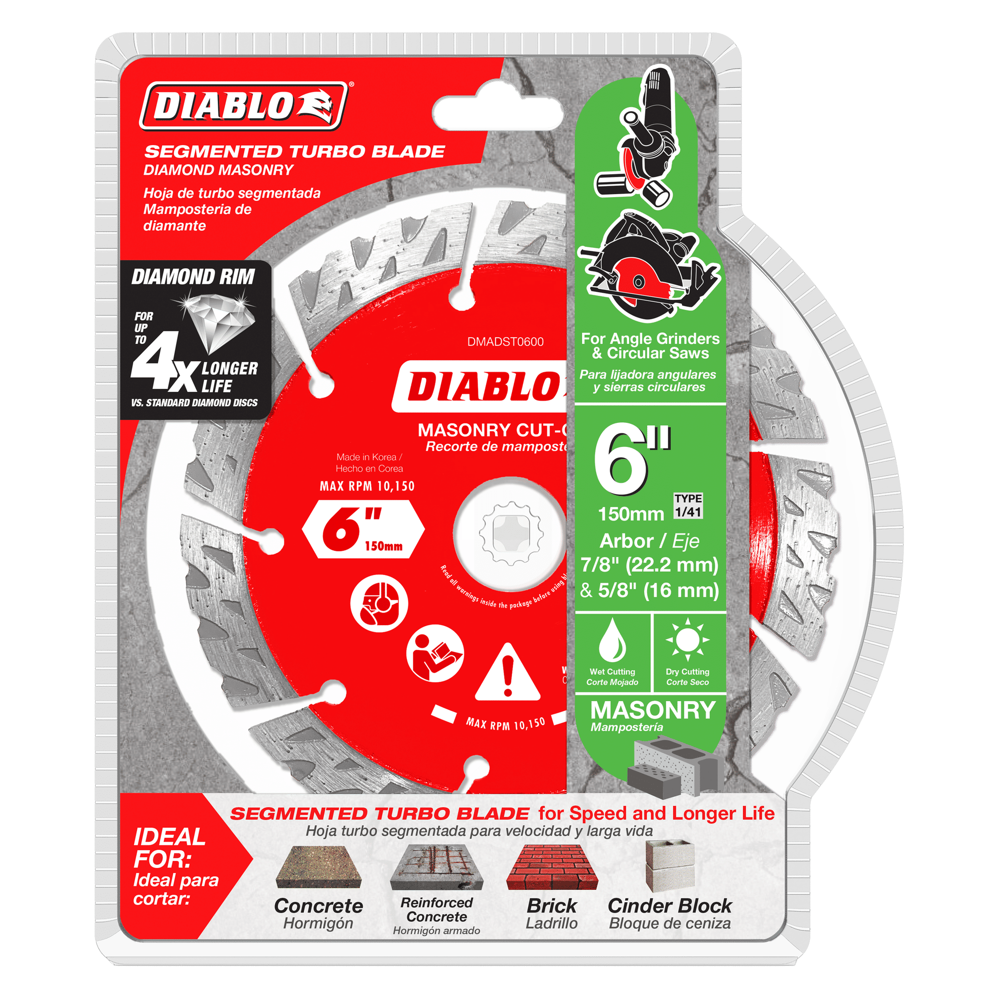 Diablo Tools DMADST0600 6" Diamond Segmented Turbo Masonry Cut-Off Blade - Edmondson Supply