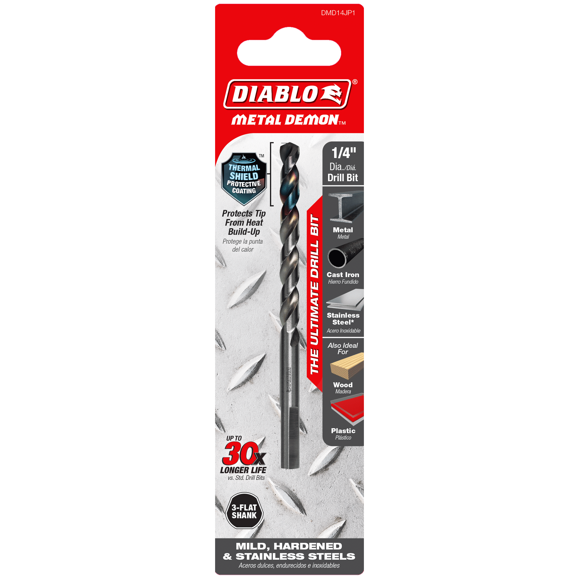 Diablo Tools DMD14JP1 1/4" Metal Demon™ Drill Bit for Mild, Hardened and Stainless Steels - Edmondson Supply