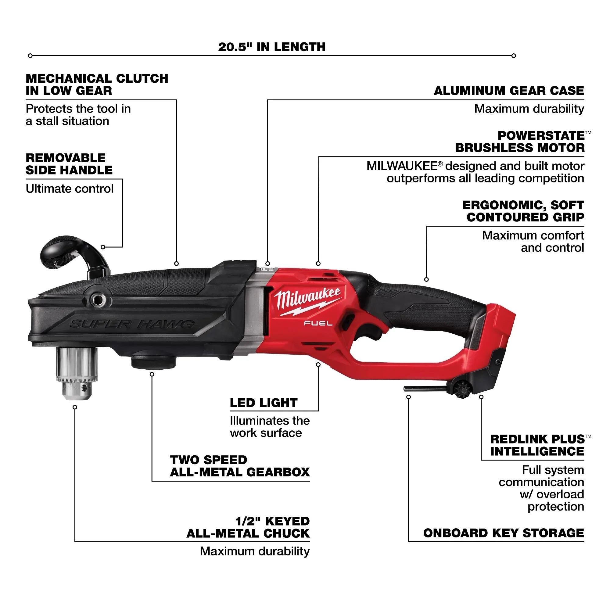 Milwaukee 2809-20 M18 FUEL™ SUPER HAWG™ 1/2" Right Angle Drill (Bare Tool) - Edmondson Supply