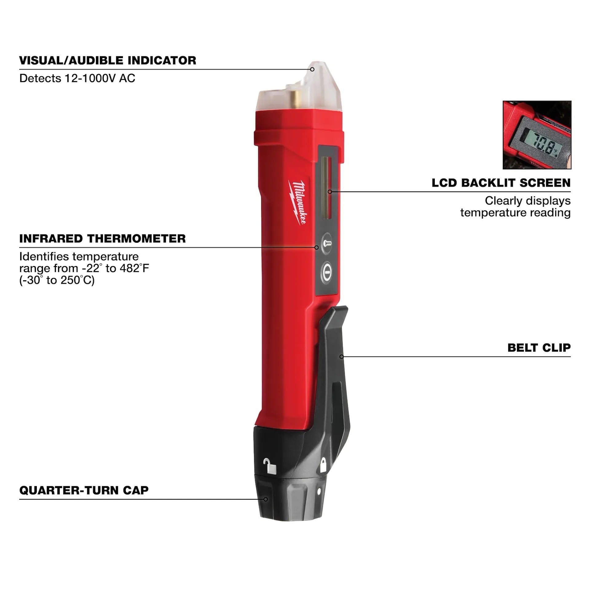 Milwaukee 2225-20 Non-Contact Voltage Detector w/ Laser Infrared Thermometer - Edmondson Supply