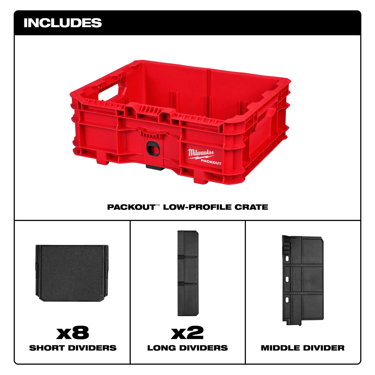 Milwaukee 48-22-8438 PACKOUT™ Low-Profile Crate - Edmondson Supply