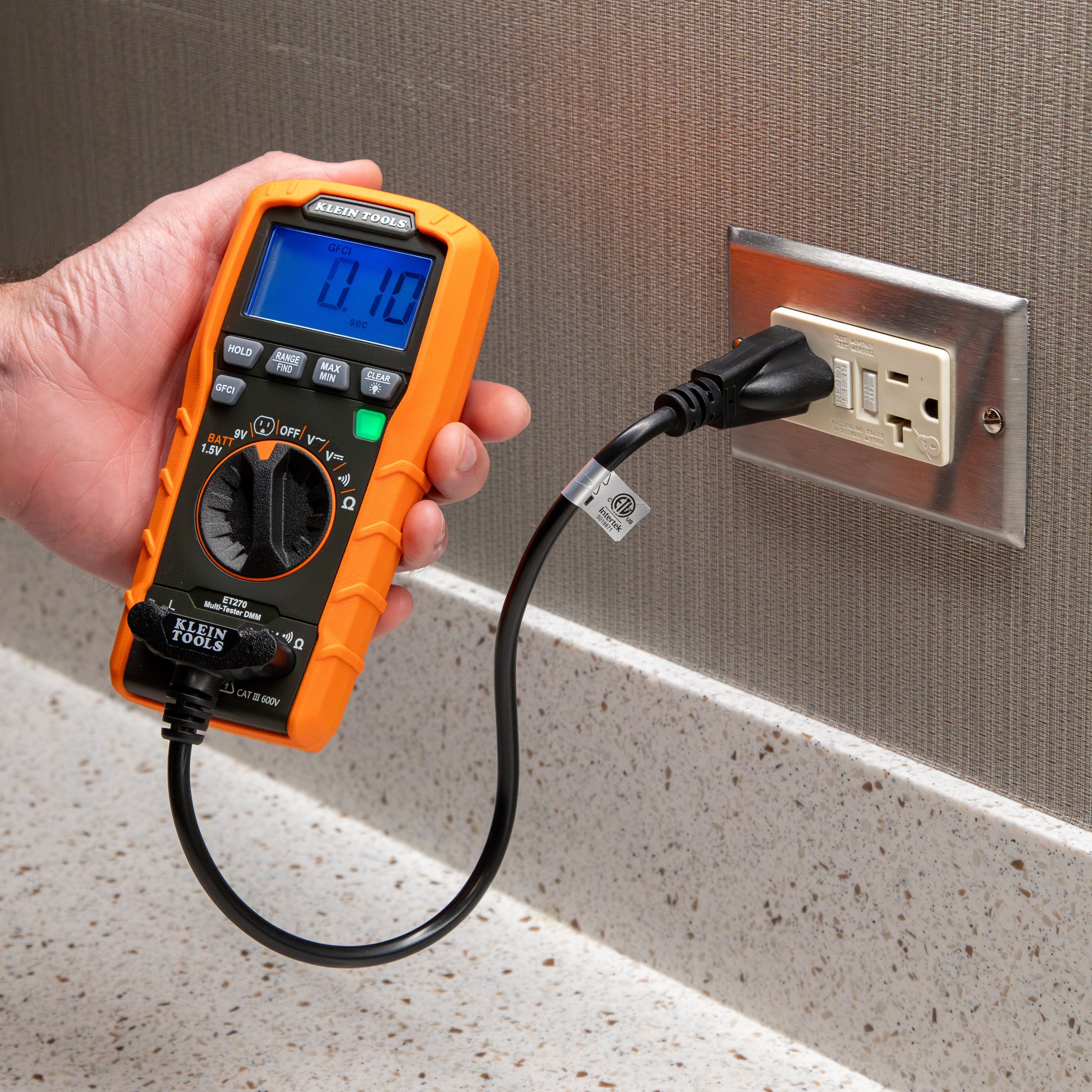 Klein Tools ET270 Digital Multi-Tester, Multimeter with Receptacle Tester - Edmondson Supply