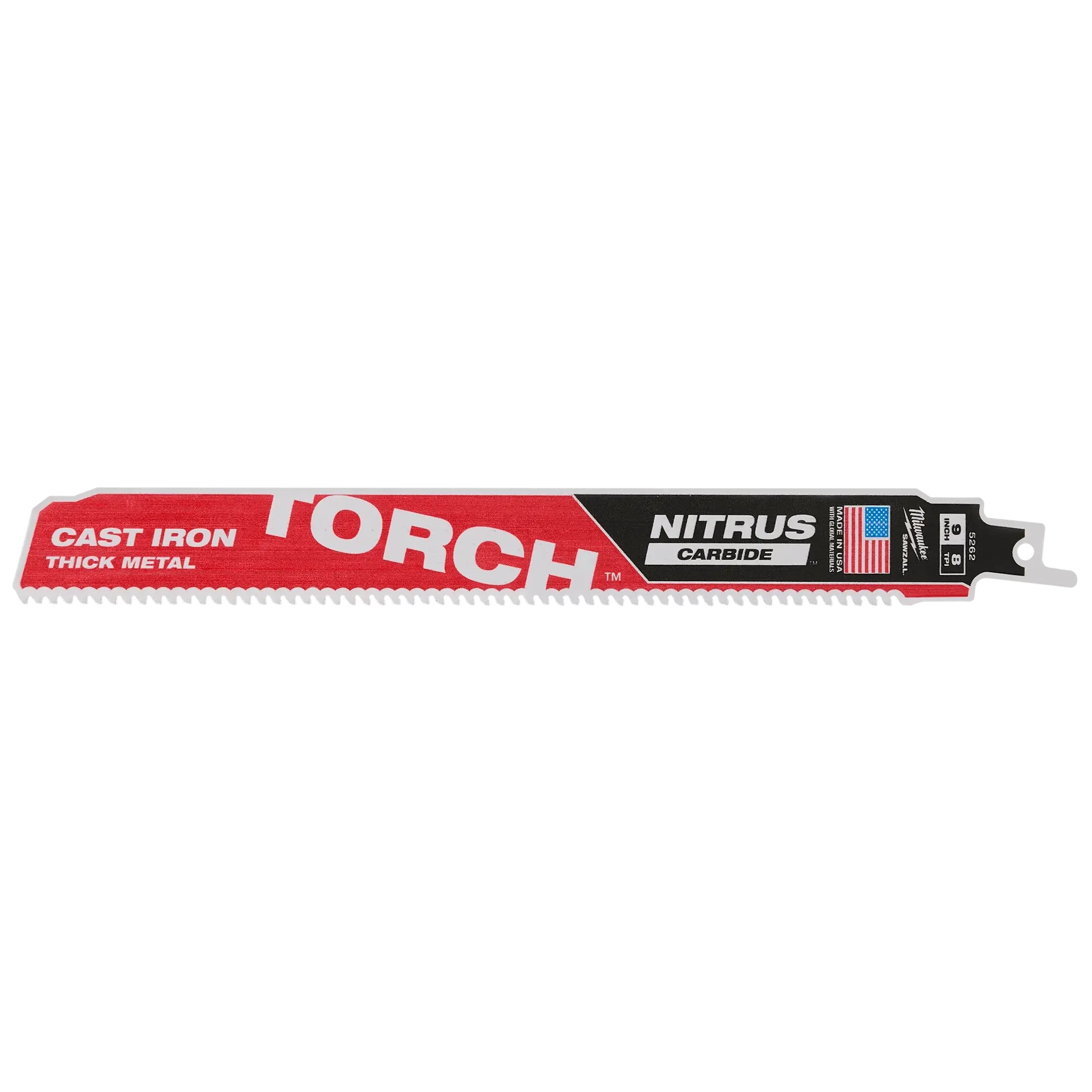 Milwaukee 48-00-5262 SAWZALL® TORCH™ with NITRUS CARBIDE™ 9" 8TPI 1pk - Edmondson Supply
