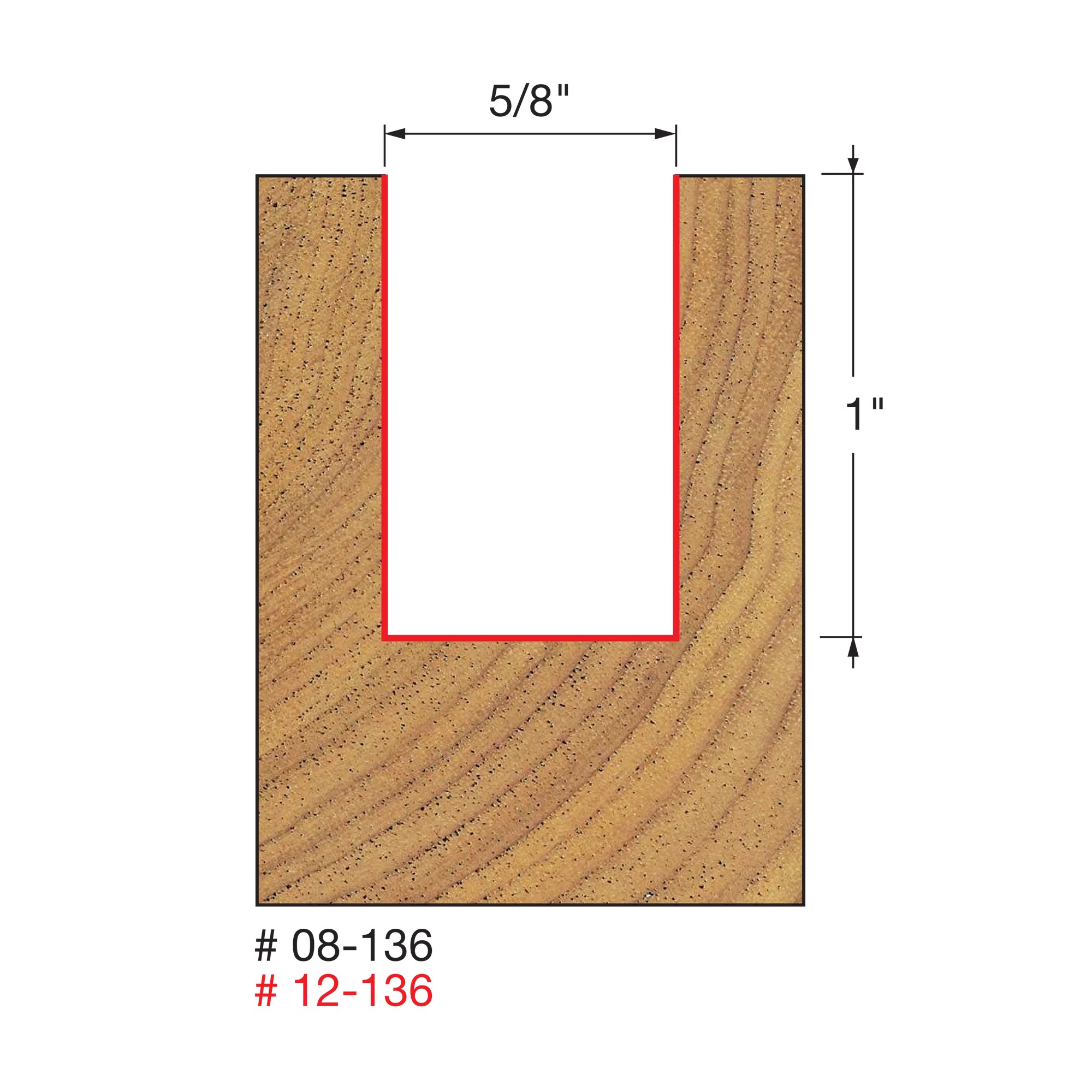 Freud 12-136 5/8" Double Flute Straight Bit (Carbide Height 1") - Edmondson Supply