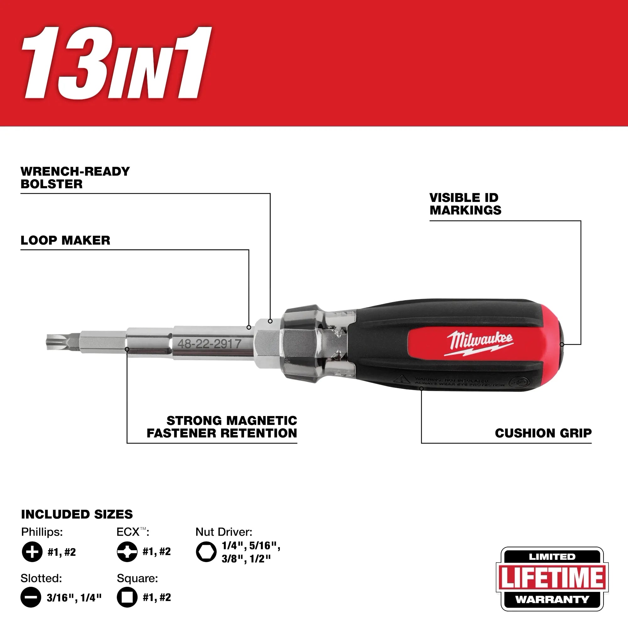 Milwaukee 48-22-2917 13-in-1 Magnetic Multi-Bit Screwdriver - Edmondson Supply