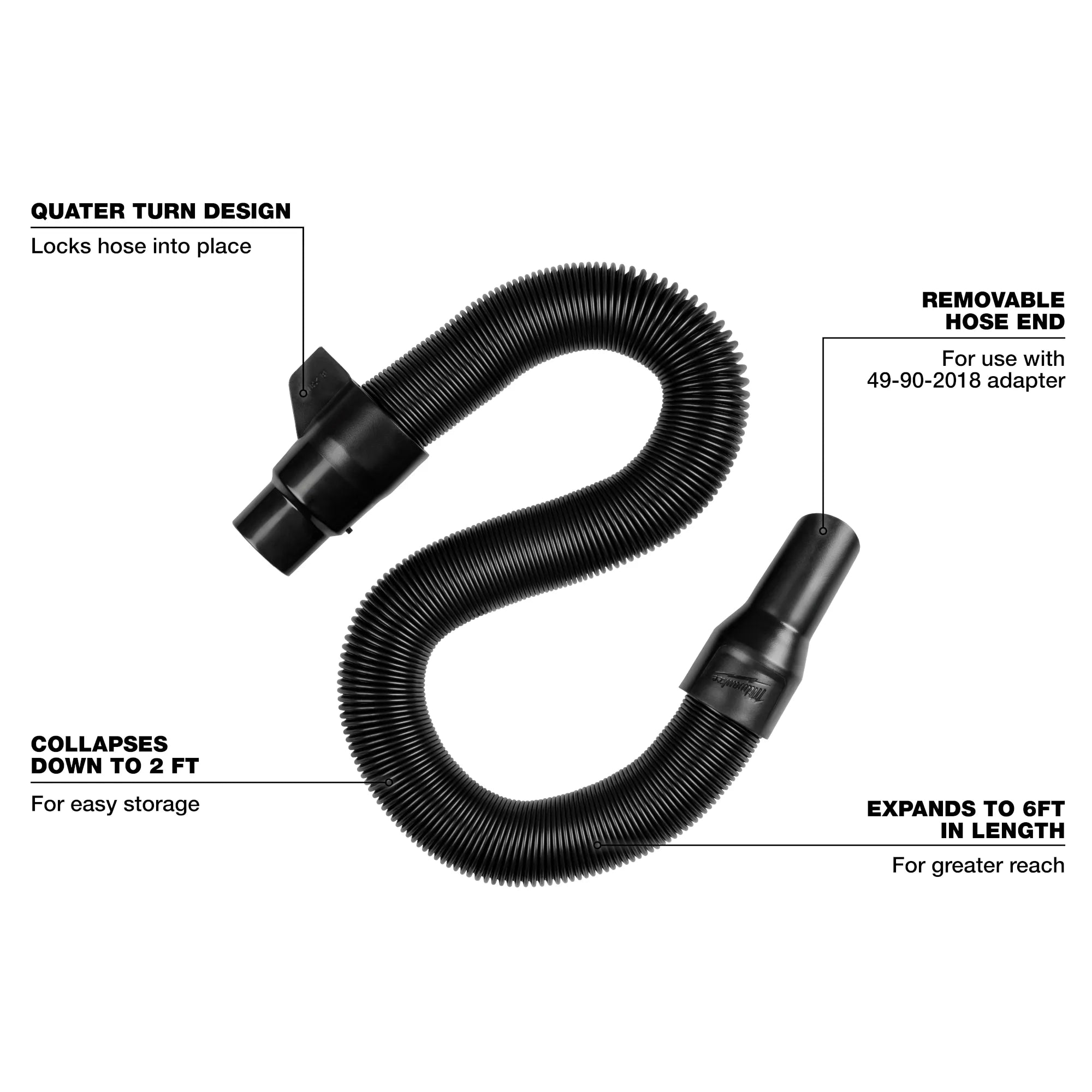 Milwaukee 49-90-2014 1-1/4” x 2’ to 6’ Expandable Hose - Edmondson Supply