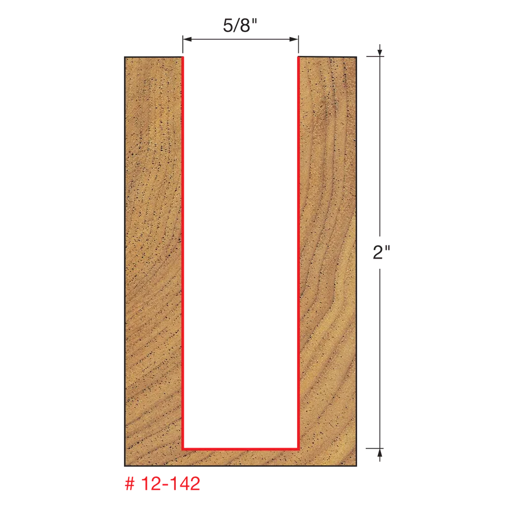 Freud 12-142 5/8" Double Flute Straight Bit (Carbide Height 2") - Edmondson Supply