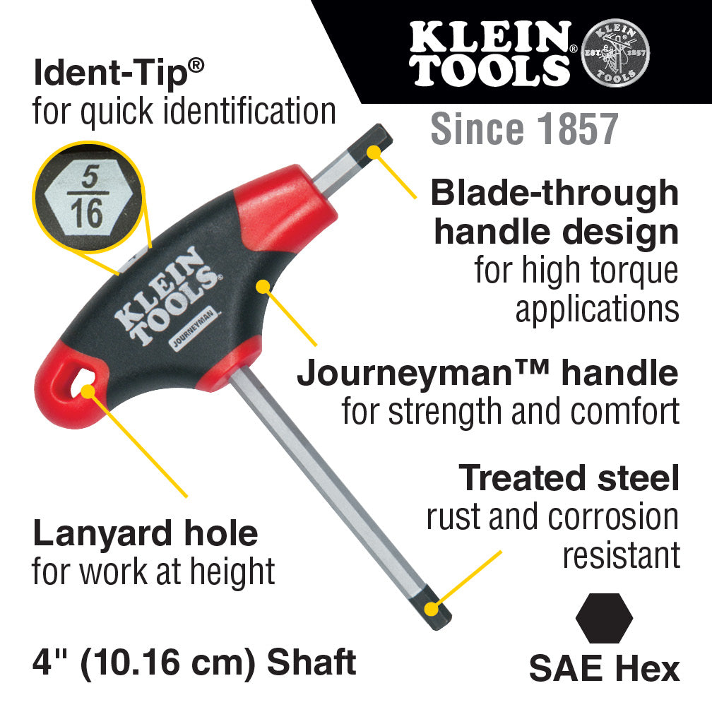 Klein Tools JTH410E Hex Key Set, SAE T-Handle, 4-Inch, with Stand, 10-Piece - Edmondson Supply