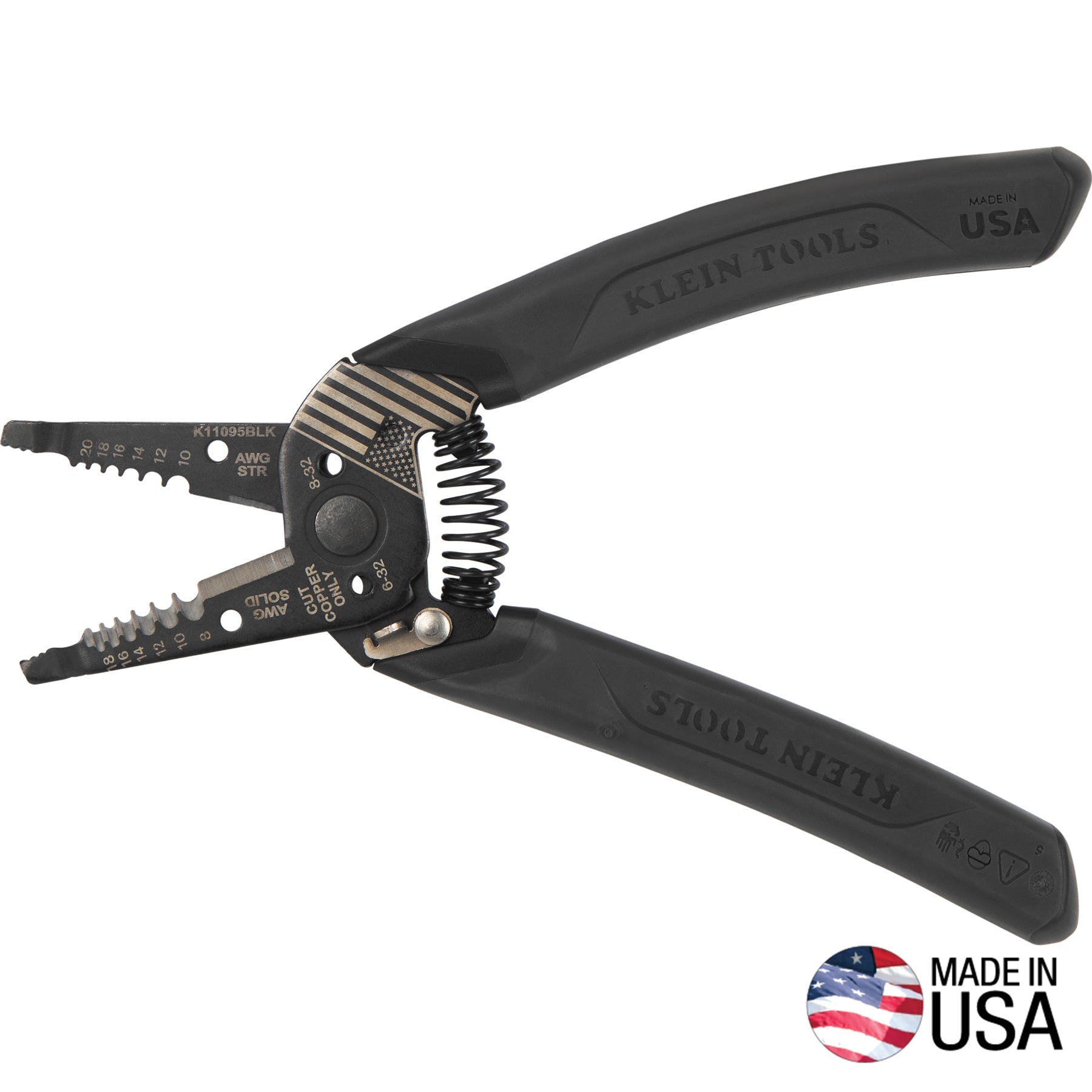 Klein Tools K11095BLK Klein-Kurve® Blackout Wire Stripper / Cutter, 8-20 AWG - Edmondson Supply