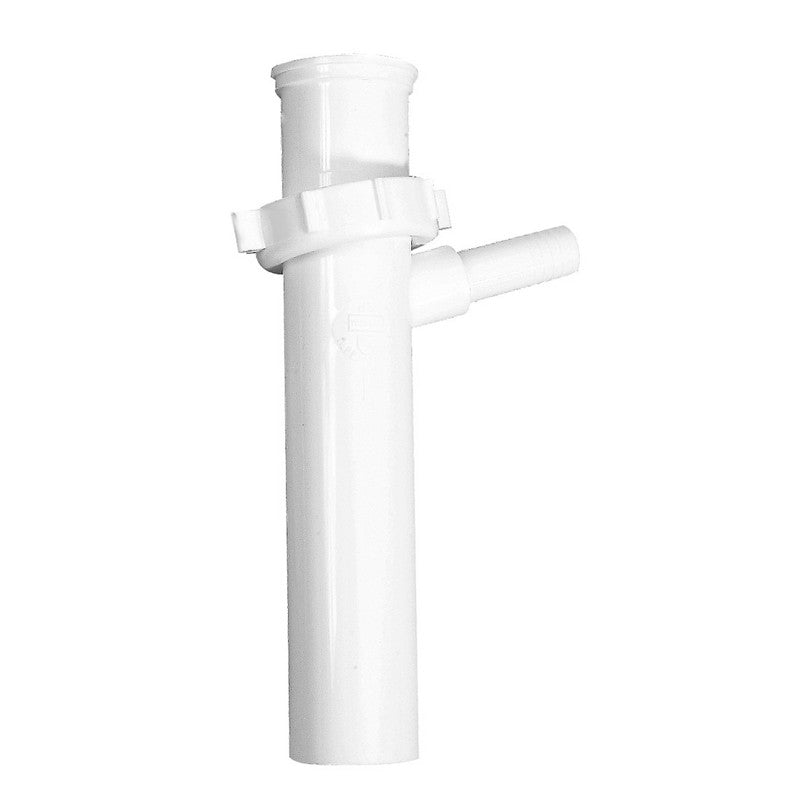 Dearborn PP9818 1-1/2 in. x 8 in. Branch Tailpiece, Hi-Line with 1/2 in. Branch (White) - Edmondson Supply