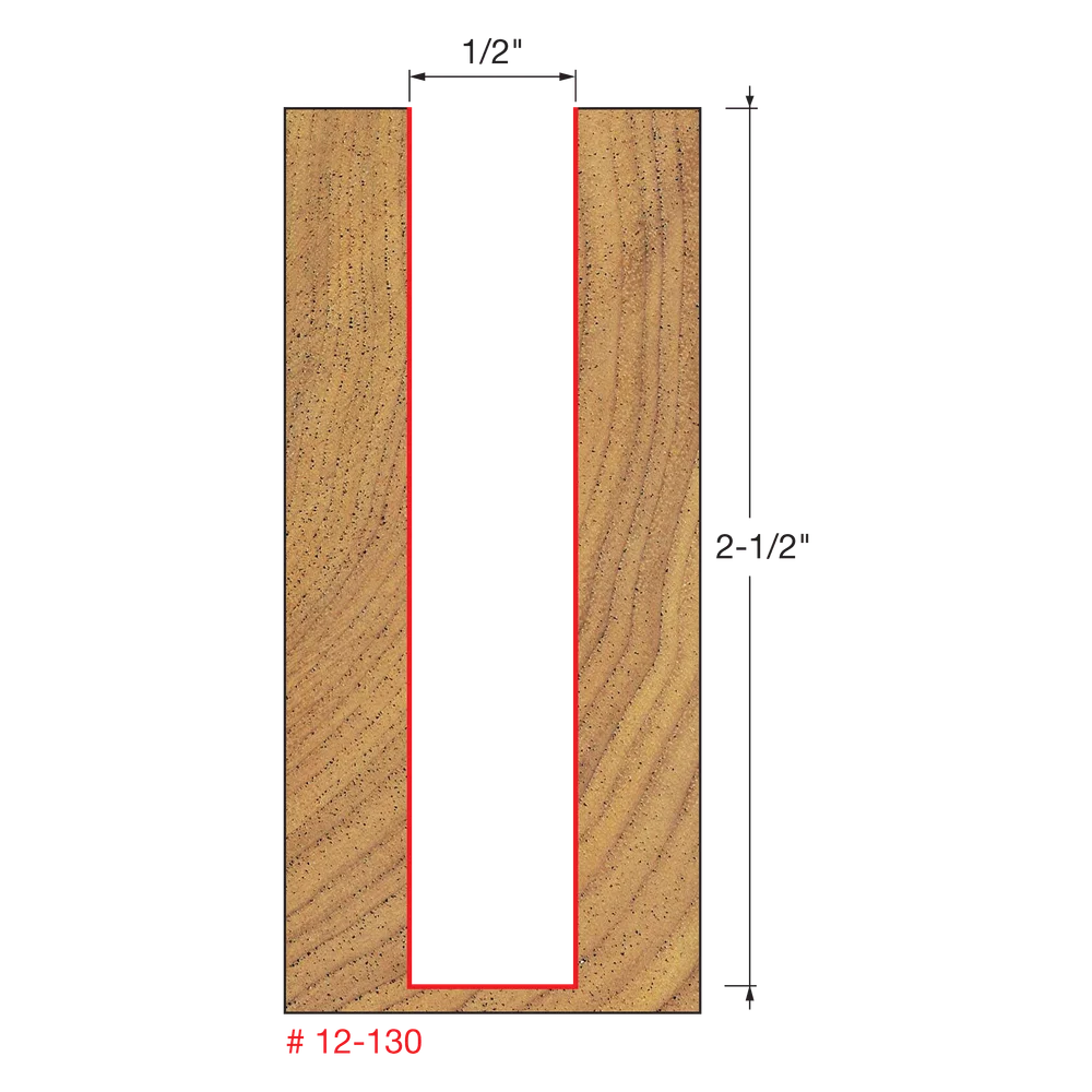 Freud 12-130 1/2" Double Flute Straight Bit (Carbide Height 2-1/2") - Edmondson Supply