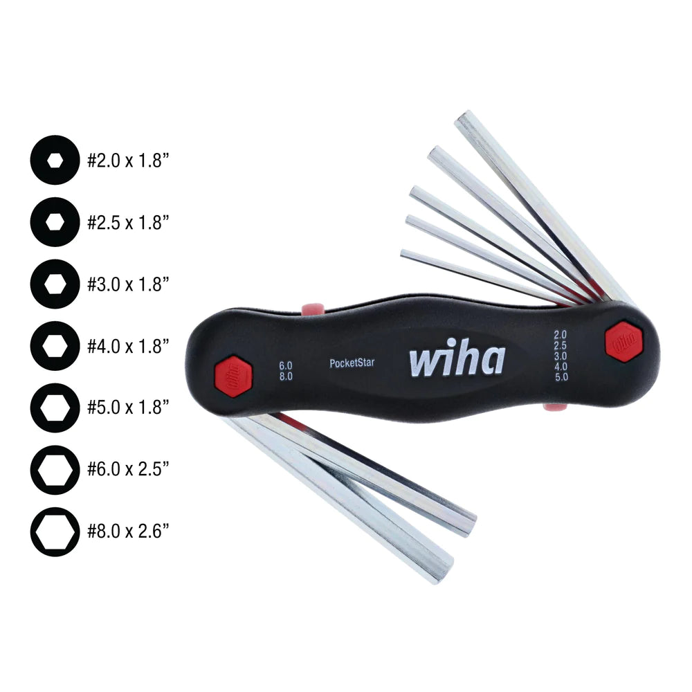 Wiha Tools 35195 7 Piece PocketStar Fold-Out Hex Key Set - Metric - Edmondson Supply