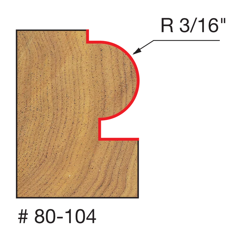 Freud 80-104 3/16" Radius Traditional Beading Bit (Shank Diameter: 1/4") - Edmondson Supply