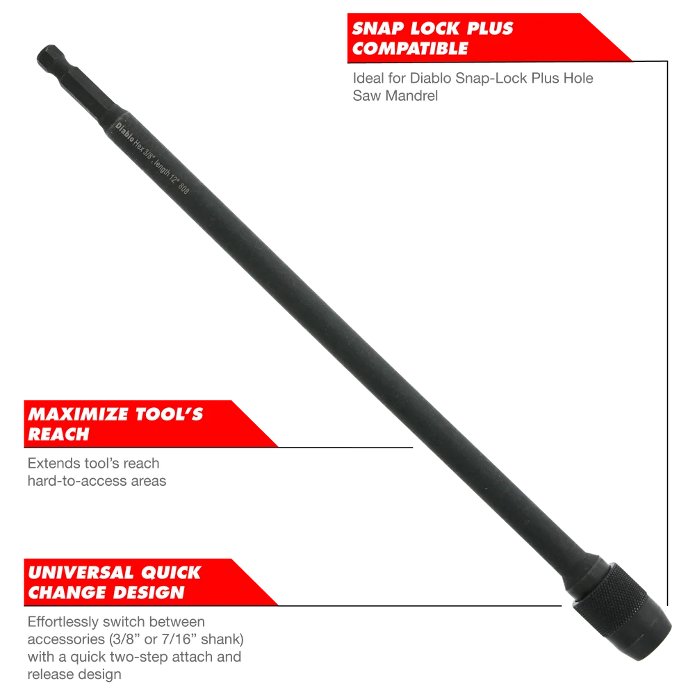 Diablo Tools DXT1020 1/4 in. x 12 in. Universal Extension - Edmondson Supply