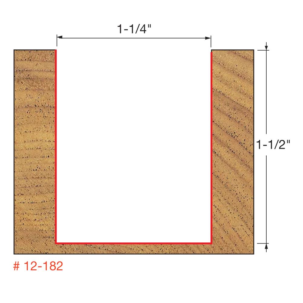 Freud 12-182 1-1/4" Double Flute Straight Bit (Carbide Height 1-1/2") - Edmondson Supply